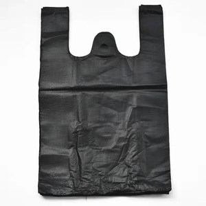 YC Wholesale Custom Compostable Biodegradable PE T-shirt Carrier <b>Bags</b> for Supermarket Use Black Shopping <b>Bags</b> Custom Printing - Product Image 2