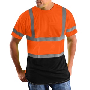 Men's High Vis Reflective Work T <b>Shirt</b> Safety Construction Workwear Breathable Quick Dry Fluorescent Polyester <b>Mesh</b> <b>Shirt</b> Custom - Product Image 1
