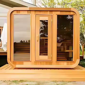Smartmak Ngoài Trời Phòng Tắm Hơi Màu Đỏ Tuyết Tùng Cube Phòng Tắm Hơi Với Bếp - Product Image 1