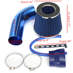 Kit Universal de Colector de Admisión de Aleación de Aluminio 64-76mm con Filtro de Aire Azul y Abrazaderas para Modificación de Motor de Coche - Product Image 1