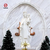 Statue de la Vierge Marie et de l'enfant Jésus en marbre blanc, sculpture de pierre d'extérieur pour jardin