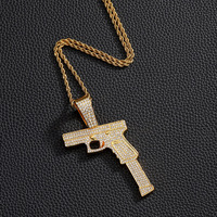 Pendentif UZI en forme de mitraillette pour homme, bijou cool populaire au Moyen-Orient, style punk et hip hop