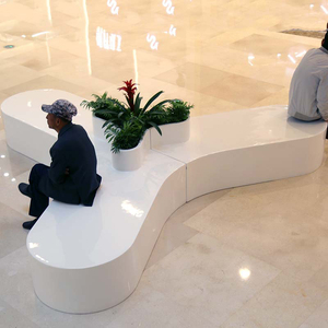 Bancs en fibre de verre personnalisables pour l'extérieur, mobilier commercial pour centres commerciaux, ensembles de sièges de loisirs avec pot de fleurs - Product Image 5
