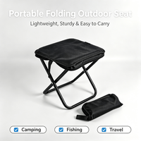 Tabouret de camping pliable portable en gros avec structure en fer et tissu Oxford, design compact, sac de transport zippé pour la pêche et les voyages