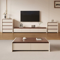 Ensemble meuble TV et table basse en bois massif - Nouvelle unité de rangement intégrée pour le salon - Nouveau meuble de sol