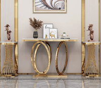 Console de luxe en acier inoxydable et marbre pour hall d'entrée, table de contrôle, table d'entrée, table pour mobilier de famille, hôtel, salon