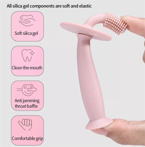 Cepillo de dientes de silicona con logotipo personalizado, <span class=keywords><strong>limpiador</strong></span> oral de 360 grados, para entrenamiento de bebé, aprendizaje - Product Image 3