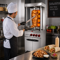 Nouvelle machine à shawarma verticale au gaz COOKAID à 4 brûleurs, armoire de rangement, restaurants commerciaux, haute capacité 100 kg/h, 304