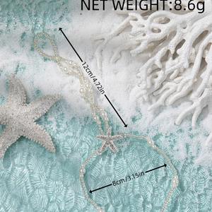 Cheville en forme d'étoile avec perles d'imitation, plaqué argent, style bohème, bijoux de fête pour femme 2024 - Product Image 4