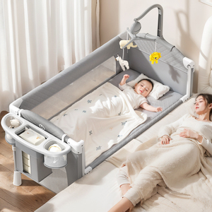 Lit bébé convertible 3 en 1 de luxe avec cadre en bois, lit d'appoint, lit de voyage <span class=keywords><strong>pliable</strong></span> adapté aux nouveau-nés, lit bébé avec moustiquaire, hôpital, extérieur - Product Image 3
