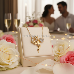 Collar con abalorio de Hada de oro amarillo sólido de 14K para bodas, aniversarios, fiestas, compromisos, piedra principal de circón, regalo perfecto - Product Image 3