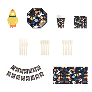Platos Desechables con Forma de Cohete Personalizados DAMAI, Vajilla con Temática de Astronautas y Planetas para Decoración de Fiestas de Cumpleaños de Niños - Product Image 4