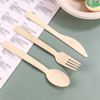Ensemble de vaisselle jetable en bambou naturel, biodégradable, pour mariage, fête, logo personnalisé, cuillère, fourchette, couteau pour utilisation en avion