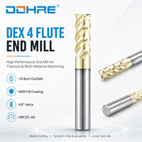 DOHRE DEX Fraise à queue carrée en carbure HRC60 à 4 cannelures pour usinage CNC, revêtement HSR118, pour titane et acier inoxydable