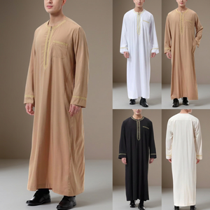 <b>Men's</b> XXL Moroccan <b>Thobe</b> Premium Quality Beautiful Digital Anti-Wrinkle Loose Long Sleeve Abaya Handmade Polyester Traditional - Product Image 3