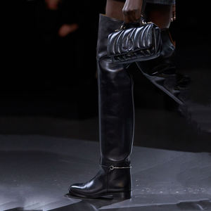 עיצוב פשוט נעליים עגולות הבוהן מעל הברך נשים גבוהות שטוחות ארוכות נעליים - Product Image 6