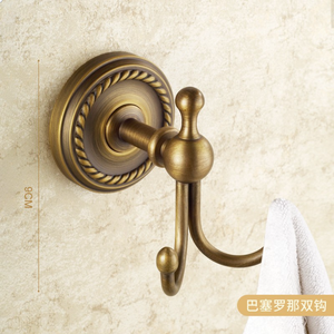 Gancio Doppio <span class=keywords><strong>per</strong></span> Accappatoi in Ottone Anticato <span class=keywords><strong>per</strong></span> Espositori da Supermercato e Negozi - Product Image 1