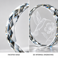 Ornement en cristal tournesol rond, taillé en diamant, à facettes, gravé au laser 3D, avec logo personnalisé, 80mm 100mm, cadeau de récompense, vierge, vente en gros, OEM