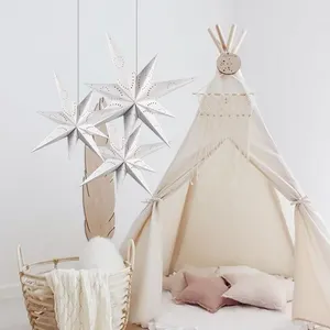 Lanterna estrela de papel com 8 ângulos para decoração de casa Lanterna estrela dobrada 3D