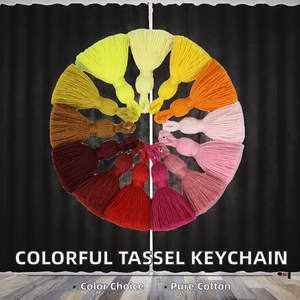 Muestra Gratis: Llavero de Borla Grande de Algodón de 8cm, Multicolor, con Decoraciones Lavables de Cuero para Prendas y Cortinas, Marca Shengwei - Product Image 2