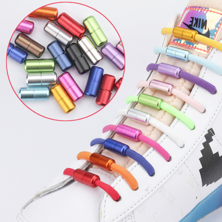 High Quality 21 Colors No-Tie Polyester Shoelaces with Metal Lock & Elastic for Kids & Adults Sneakers Quick Lock