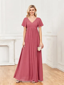 Usine de gros une ligne en mousseline de soie longues robes de <span class=keywords><strong>demoiselle</strong></span> <span class=keywords><strong>d</strong></span>'<span class=keywords><strong>honneur</strong></span> en stock pour une <span class=keywords><strong>livraison</strong></span> <span class=keywords><strong>rapide</strong></span> - Product Image 2