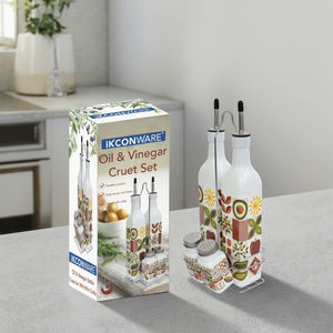 Juego de vinagreras de aceite y vinagre de vidrio para comedor de cocina con vertedor de acero inoxidable, pimentero de Metal con tapa de coctelera, caja empaquetada - Product Image 5