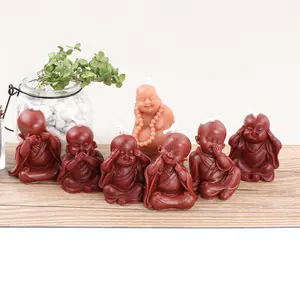 Molde de Vela con Escultura de Monje Pequeño Divertido en 3D, Estilo Chino, No Ves Mal, No Escuchas Mal, No Hablas Mal, Estatua de Buda de Resina, Decoración del Hogar - Product Image 1