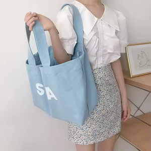 Nouveauté Sac fourre-tout en <span class=keywords><strong>toile</strong></span> 100% coton avec longues poignées Sac <span class=keywords><strong>de</strong></span> shopping réutilisable Sac fourre-tout en <span class=keywords><strong>toile</strong></span> <span class=keywords><strong>pour</strong></span> femmes Sac fourre-tout imprimé personnalisé - Product Image 4