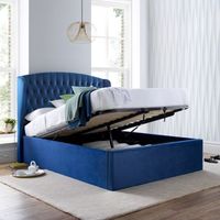Lit Double en Velours pour Hôtels, Cadre Hydraulique, Lit King Size Rembourré avec Rangement et Tête de Lit Capitonnée, Camas