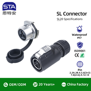 Connecteur métallique carré à montage frontal <span class=keywords><strong>SL20</strong></span>/LP20, fiche aviation droite à souder, en plastique, mâle/femelle, <span class=keywords><strong>2</strong></span>, 3, 4, 5, 6, 7, 9, 12, 14 broches - Product Image 1