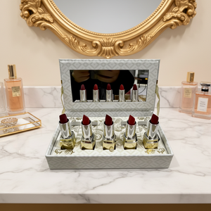 Luxurious Lipstick 5-piece Set - Organic Vegan Gold Tube Lipstick - Romantic Velvet <b>Box</b> <b>Packaging</b> - Vegan Cosmetics - Product Image 3