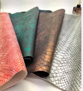 Hot Metallic Crocodile Grain Synthetic Leather Fabric Bag Shoes Sofa Decorating DIY