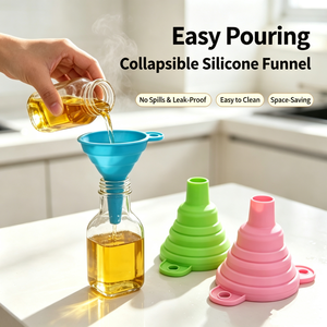 Entonnoir de cuisine portable pliable en silicone de qualité alimentaire sans BPA, écologique, petit, facile à nettoyer, accessoires de suspension, outils essentiels - Product Image 1