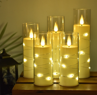 Bougie sans flamme en verre avec LED intégrées, effet de lumière scintillante réaliste pour la décoration de la maison, des mariages et des fêtes