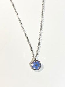 Nuova collana di fiori blu che ti scordino di Me, collana esagonale in resina, gioielli delicati per <span class=keywords><strong>lei</strong></span> - Product Image 3