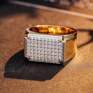 Bague homme en diamant moissanite glacé Offre Spéciale 14k blanc/jaune/rose bague moissanite en or massif pour fiançailles homme - Product Image 4
