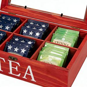 กล่องชาไม้ไผ่แบบมีหน้าต่างใส 9 ช่อง พร้อมตัวเลือกปรับแต่งสีได้หลากหลาย กล่องเก็บชา กล่องจัดระเบียบชา Teedose Teebox Theedoos - Product Image 2