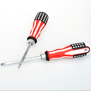 Tournevis à cliquet à fente magnétique 2 voies à double usage CRV Phillips et tête fendue avec drapeau américain - Product Image 1