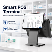 Système de caisse enregistreuse Android 15,6 pouces avec double écran tactile, machine POS, solution d'équipement de facturation pour les magasins de détail