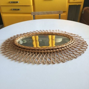 Top New Design Bamboo Rattan Wall Salon <b>Mirror</b> <b>Small</b> Round <b>Mirror</b> Customize Size Color Living Room Furniture - Product Image 3
