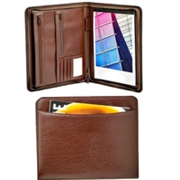 Porte-documents A4 OEM, organiseur de bureau, emplacement pour cartes de visite, multi-poches, présentoir rigide, couverture en PVC et cuir PU, fermeture éclair, agenda