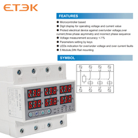 ETEK Rail Din Relais de tension triphasé Voltmètre Ampèremètre Moniteur de surtension Protecteur Compteurs d'énergie de surtension de courant ajusté