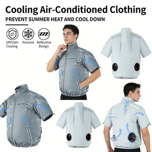Outdoor heren AC-koeljas met ingebouwde ventilator, slim fit, zomer windjack met capuchon, plus size, ultradun, anti-UV, met ventilator - Product Image 1