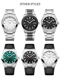 Moda cristal Mineral luminoso impermeable 316 reloj de acero inoxidable presión de aceite hombres relojes reloj mecánico de lujo - Product Image 3