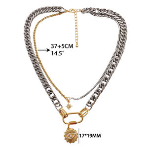 Kalung Wanita Menawan Berlapis-lapis dengan Mata Jahat, Desain Baru <span class=keywords><strong>2026</strong></span>, Bahan Stainless Steel, Pengait Pendakian yang Dapat Dilepas, Berhiaskan Berlian, DIY - Product Image 4