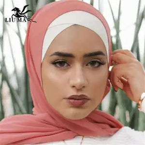 Dubai Chất Liệu Cotton Nghĩa Ô Cho Đám Cưới 2020 Mới Thêu Lụa Khăn Quàng Cổ Satin Hijab Underscarf