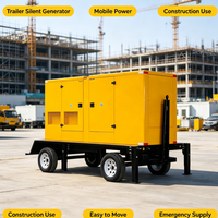 Groupe électrogène diesel mobile silencieux 150 kW 200 kW sur remorque, démarrage automatique ATS 480 V, châssis ouvert, véhicule d'alimentation d'urgence
