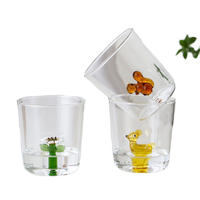 Mug à lait en verre 3D créatif avec motif d'animal - Design d'ours de dessin animé pour café, thé, eau et vin - 250 ml - Couleur personnalisée - Utilisation domestique