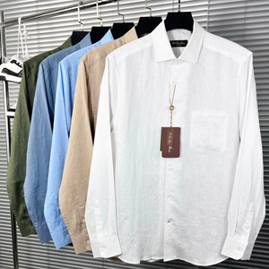 <span class=keywords><strong>Camicia</strong></span> in <span class=keywords><strong>lino</strong></span> tinta in filato <span class=keywords><strong>camicia</strong></span> da uomo primavera estate di fascia alta Business Casual <span class=keywords><strong>bianca</strong></span> ampia a maniche lunghe Anti-pilling - Product Image 1